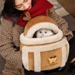 Carrier Bag Backpack Carrier Dog Travel Bag Pet Winter Outdoor Carriers Plush Reindeer Bag With Hand Warmers - Image 6